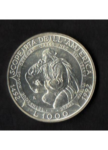 1992 Lire 1000 Argento Scoperta dell'America Fior di Conio San Marino